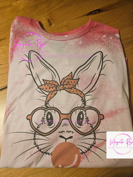 Bunny w/glasses Bleached T-shirt