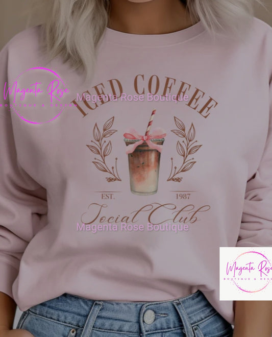 Iced Coffee Social Club Crewneck/Light Pink