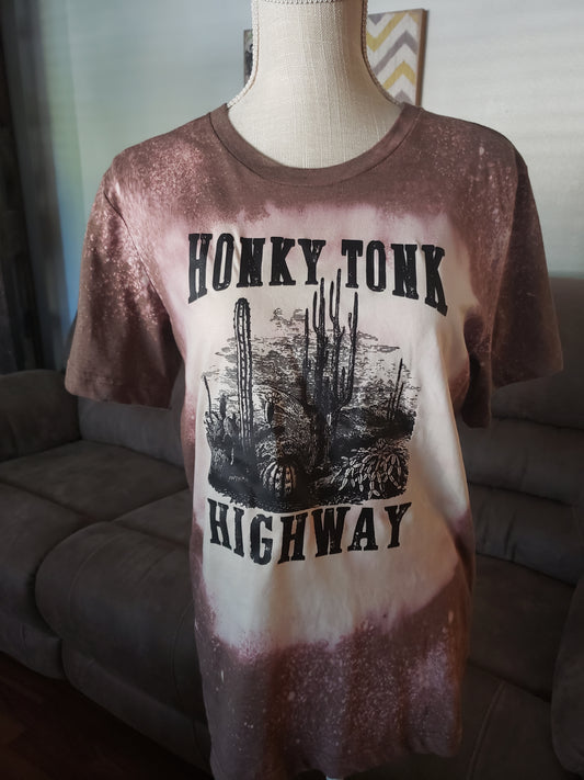 Honky Tonk Highway Bleached Tshirt/Brown